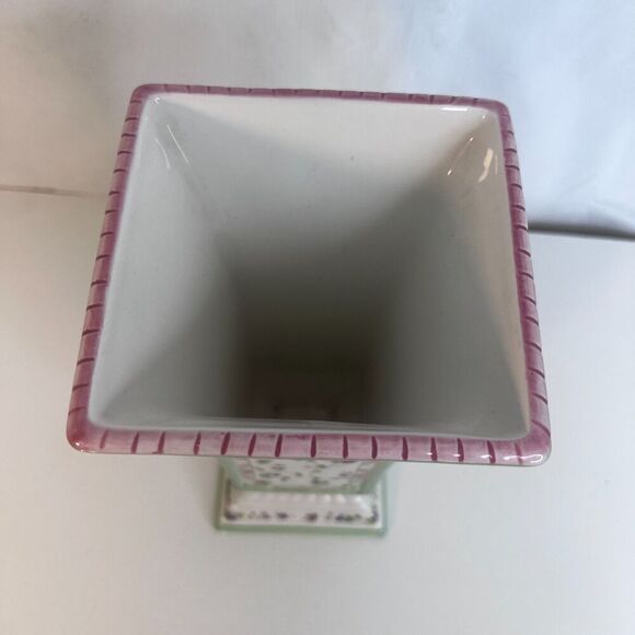 Laura Ashley FTD Floral Ceramic Square Pedestal Vase French Cottage Core Chintz - Picture 6 of 11